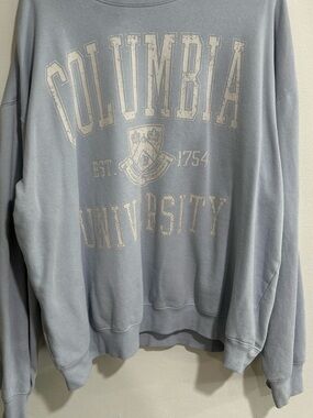 Columbia University Sweatshirt XL Blue Oversized Vintage Wash Graphic Crewneck
